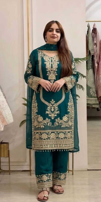 NSR 910 Green Faux Georgette Salwar Suit with Mirror Work & Embroidery Work. Get it for ₹2399. Delivery 4-6 Working Days. Shop now. | Jump Suits, Salwar suit, Casual Suits, Creative suits, Designer Suits, Palazzo Suits, Party Wear Suits, Patiala Suits, Straight Suits