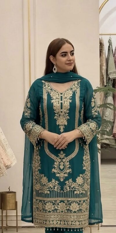 NSR 910 Green Faux Georgette Salwar Suit with Mirror Work & Embroidery Work. Get it for ₹2399. Delivery 4-6 Working Days. Shop now. | Jump Suits, Salwar suit, Casual Suits, Creative suits, Designer Suits, Palazzo Suits, Party Wear Suits, Patiala Suits, Straight Suits