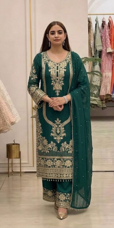 NSR 910 Green Faux Georgette Salwar Suit with Mirror Work & Embroidery Work. Get it for ₹2399. Delivery 4-6 Working Days. Shop now. | Jump Suits, Salwar suit, Casual Suits, Creative suits, Designer Suits, Palazzo Suits, Party Wear Suits, Patiala Suits, Straight Suits