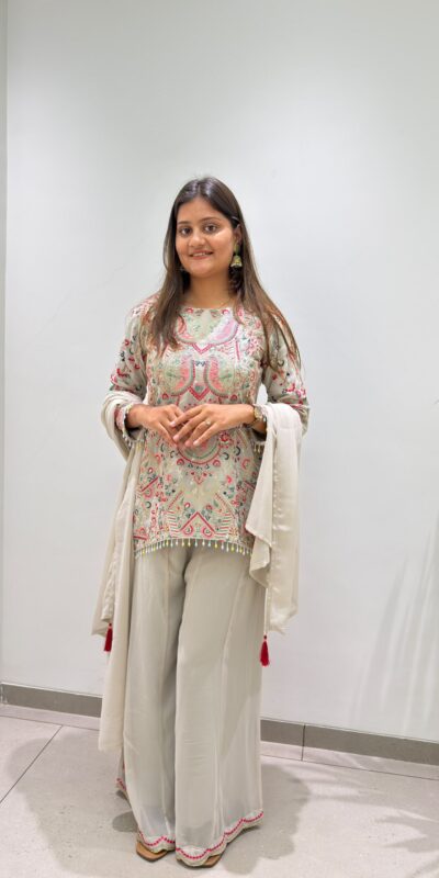 BE 489 Grey Faux Georgette Salwar Suit with Mirror Work & Embroidery Work. Get it for ₹2899. Delivery 4-6 Working Days. Shop now. | Jump Suits, Salwar suit, Casual Suits, Creative suits, Designer Suits, Palazzo Suits, Party Wear Suits, Patiala Suits, Straight Suits