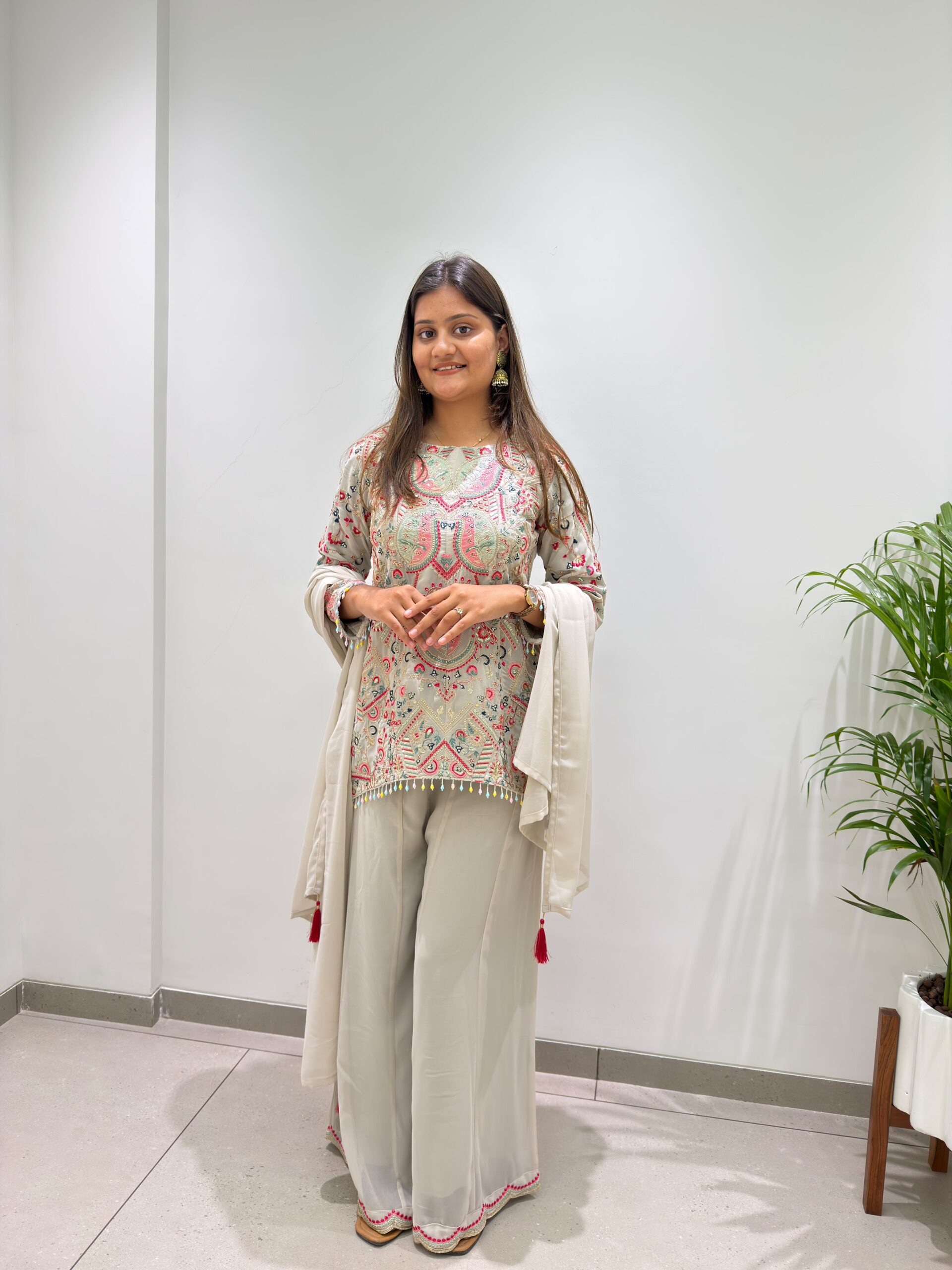 BE 489 Grey Faux Georgette Salwar Suit with Mirror Work & Embroidery Work. Get it for ₹2899. Delivery 4-6 Working Days. Shop now. | Jump Suits, Salwar suit, Casual Suits, Creative suits, Designer Suits, Palazzo Suits, Party Wear Suits, Patiala Suits, Straight Suits