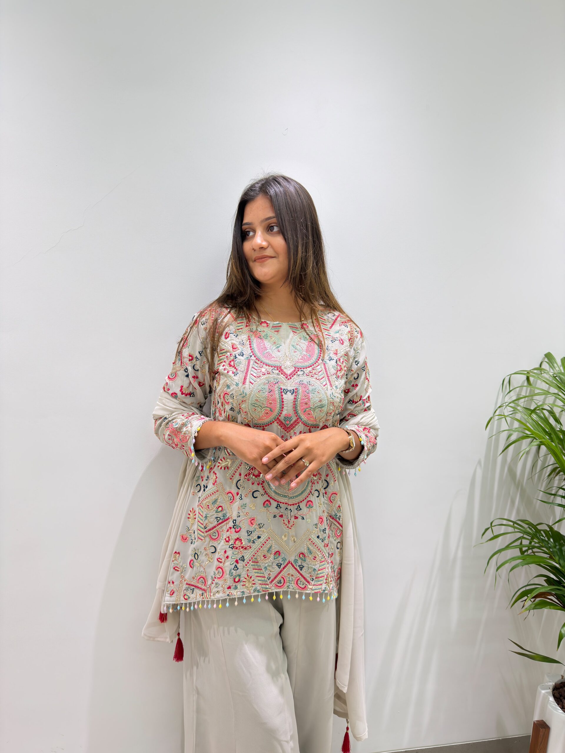 BE 489 Grey Faux Georgette Salwar Suit with Mirror Work & Embroidery Work. Get it for ₹2899. Delivery 4-6 Working Days. Shop now. | Jump Suits, Salwar suit, Casual Suits, Creative suits, Designer Suits, Palazzo Suits, Party Wear Suits, Patiala Suits, Straight Suits