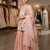 Nice Peach Printed Soft Organza Embroider Work Salwar Suit
