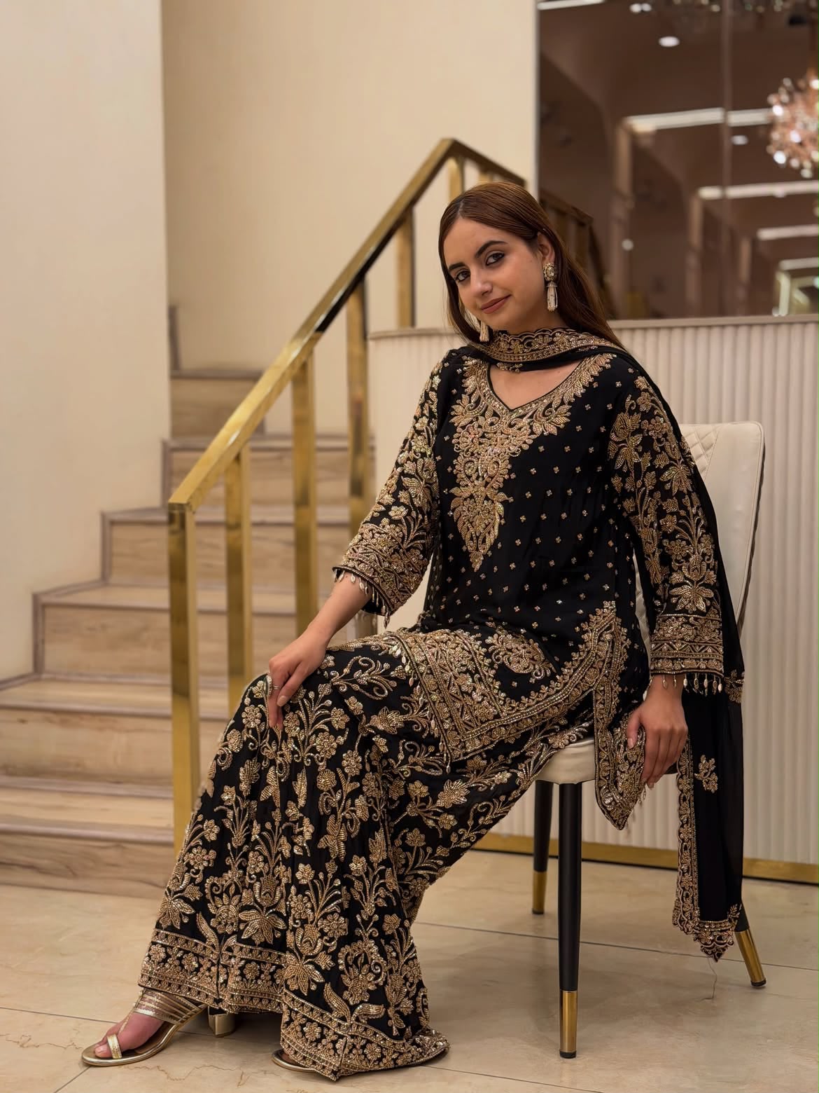 KF 1733 Black Faux Georgette Salwar Suit with Mirror Work & Embroidery Work. Get it for ₹2849. Delivery 4-6 Working Days. Shop now. | Jump Suits, Salwar suit, Casual Suits, Creative suits, Designer Suits, Palazzo Suits, Party Wear Suits, Patiala Suits, Straight Suits
