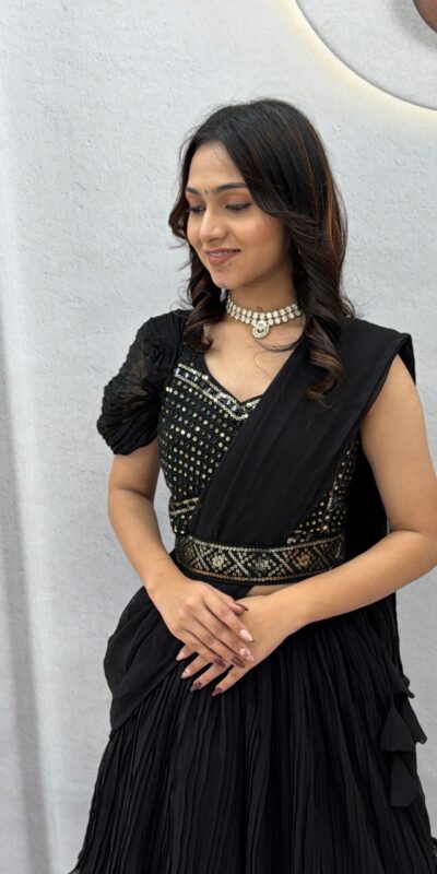 Ram 193 Black | Faux Georgette Lehenga Choli with Embroidery Work & Lace Work. Special Price ₹2149. Delivery 4-6 Working Days. Shop now. | Lehenga, Bollywood Lehenga, Creative Lehenga, Designer Lehenga, Embroidered Lehenga, Party Wear Lehenga