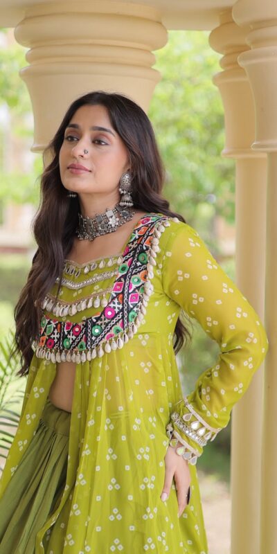 KA 5081 Mahendi| Faux Georgette Lehenga Choli with Embroidery Work & Lace Work. Special Price ₹3099. Delivery 4-6 Working Days. Shop now. | Lehenga, Bollywood Lehenga, Creative Lehenga, Designer Lehenga, Embroidered Lehenga, Party Wear Lehenga
