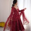 Perfect Maroon Faux Georgette Digital Print Work Salwar Suit