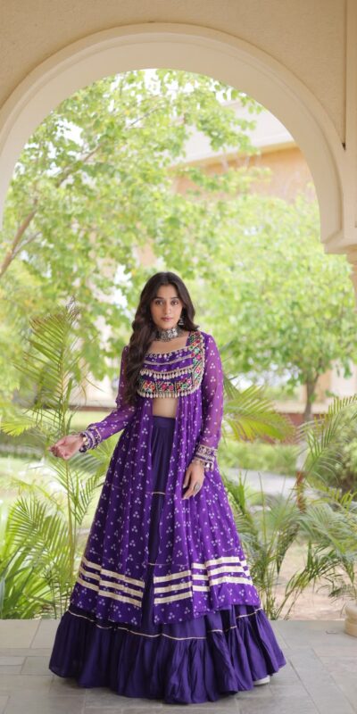 KA 5081 Purple| Faux Georgette Lehenga Choli with Embroidery Work & Lace Work. Special Price ₹3099. Delivery 4-6 Working Days. Shop now. | Lehenga, Bollywood Lehenga, Creative Lehenga, Designer Lehenga, Embroidered Lehenga, Party Wear Lehenga
