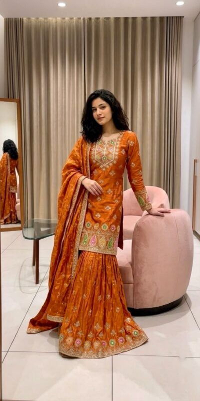 WW 1276 Rust Pure Endy Silk Salwar Suit with Embroidery Work & Sequins Work. Exclusive Offer ₹2399. Delivery 4-6 Working Days. Shop now. | Jump Suits, Salwar suit, Casual Suits, Creative suits, Designer Suits, Palazzo Suits, Party Wear Suits, Patiala Suits, Straight Suits