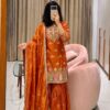 WW 1276 Rust Pure Endy Silk Salwar Suit with Embroidery Work & Sequins Work. Exclusive Offer ₹2399. Delivery 4-6 Working Days. Shop now. | Jump Suits, Salwar suit, Casual Suits, Creative suits, Designer Suits, Palazzo Suits, Party Wear Suits, Patiala Suits, Straight Suits