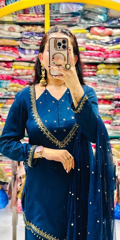 JF 054 Blue Color Roman Silk Salwar Suit with Embroidery Work. Available at ₹2399 only. Delivery 4-6 Working Days. Shop now. | Jump Suits, Salwar suit, Casual Suits, Creative suits, Designer Suits, Palazzo Suits, Party Wear Suits, Patiala Suits, Straight Suits