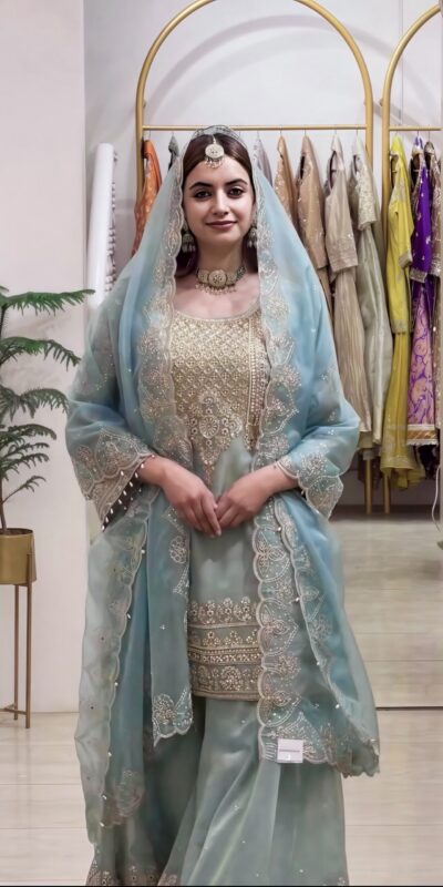 NSR 904 Dusty Blue Faux Georgette Salwar Suit with Mirror Work & Embroidery Work. Get it for ₹2399. Delivery 4-6 Working Days. Shop now. | Jump Suits, Salwar suit, Casual Suits, Creative suits, Designer Suits, Palazzo Suits, Party Wear Suits, Patiala Suits, Straight Suits