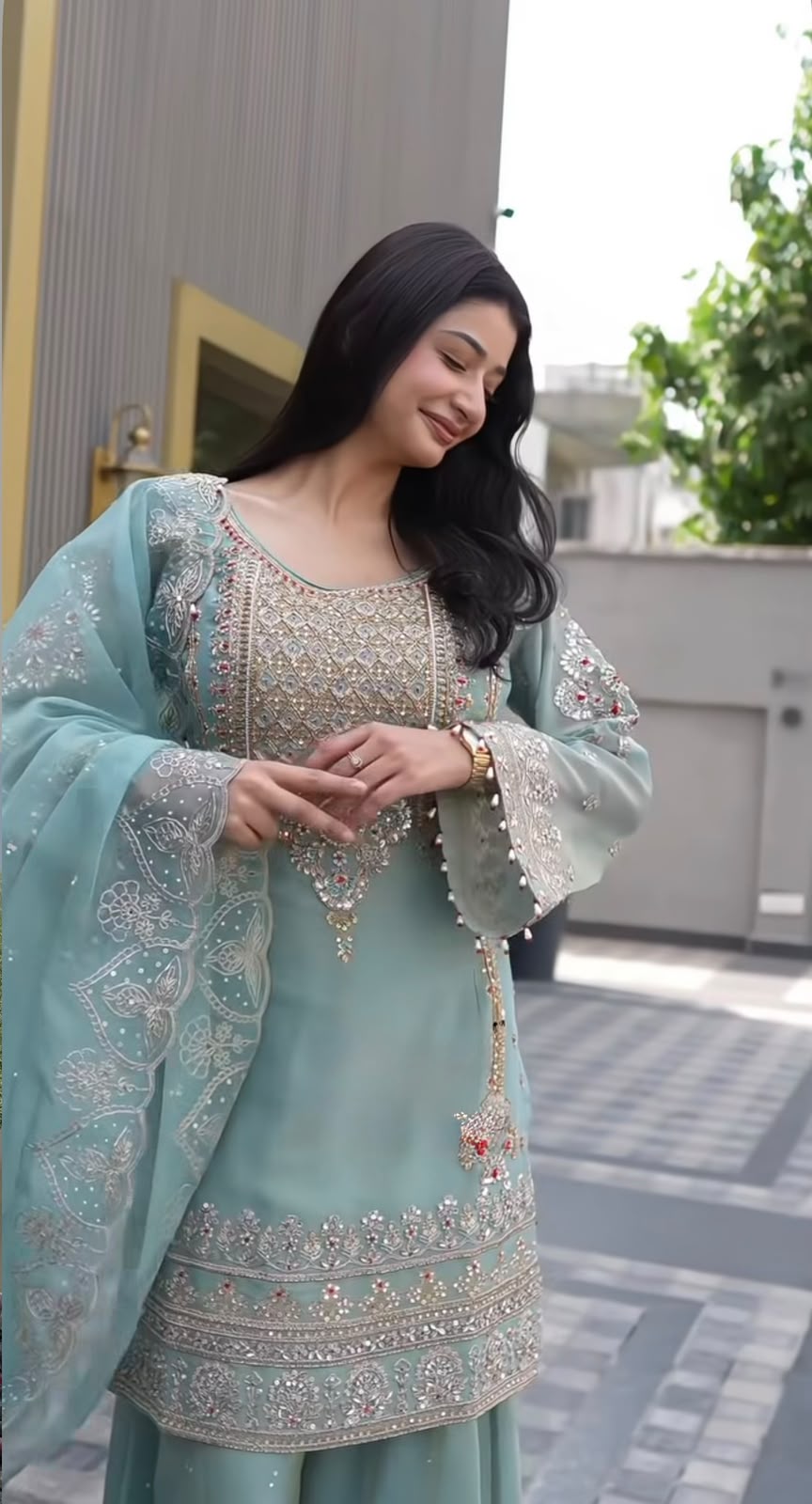 NSR 904 Dusty Blue Faux Georgette Salwar Suit with Mirror Work & Embroidery Work. Get it for ₹2399. Delivery 4-6 Working Days. Shop now. | Jump Suits, Salwar suit, Casual Suits, Creative suits, Designer Suits, Palazzo Suits, Party Wear Suits, Patiala Suits, Straight Suits