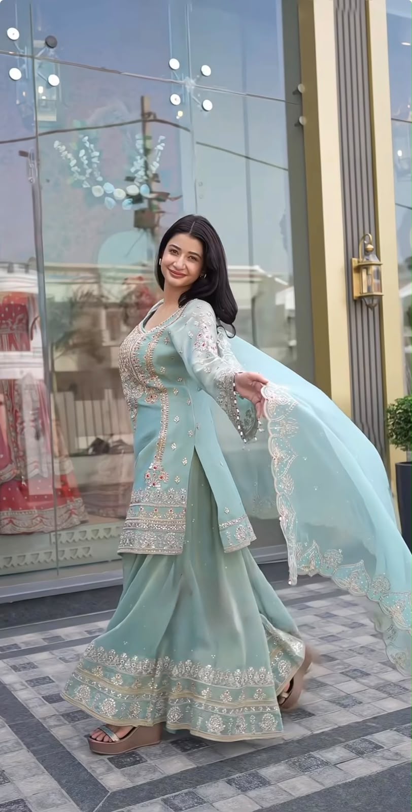 NSR 904 Dusty Blue Faux Georgette Salwar Suit with Mirror Work & Embroidery Work. Get it for ₹2399. Delivery 4-6 Working Days. Shop now. | Jump Suits, Salwar suit, Casual Suits, Creative suits, Designer Suits, Palazzo Suits, Party Wear Suits, Patiala Suits, Straight Suits