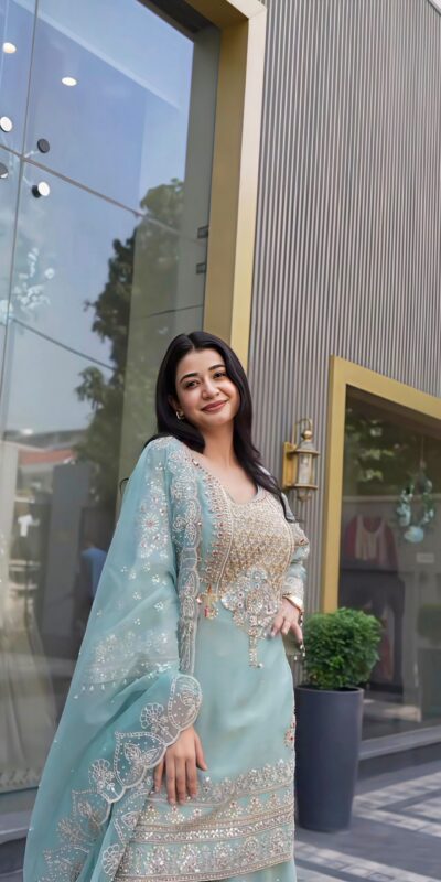 NSR 904 Dusty Blue Faux Georgette Salwar Suit with Mirror Work & Embroidery Work. Get it for ₹2399. Delivery 4-6 Working Days. Shop now. | Jump Suits, Salwar suit, Casual Suits, Creative suits, Designer Suits, Palazzo Suits, Party Wear Suits, Patiala Suits, Straight Suits