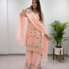 Pretty Peach Faux Georgette Sequence Work Salwar Suit