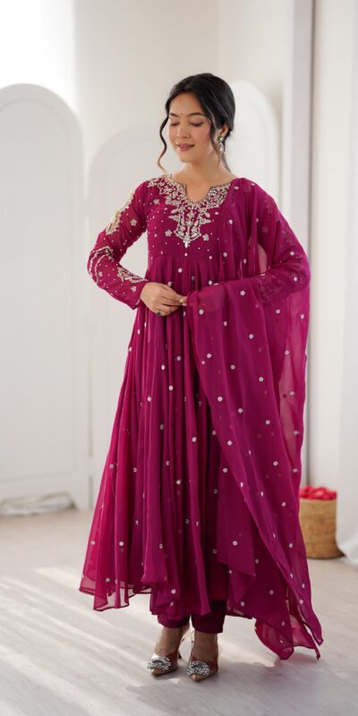 JF 056 Pink Faux Georgette Salwar Suit with Mirror Work & Embroidery Work. Get it for ₹2349. Delivery 4-6 Working Days. Shop now. | Jump Suits, Salwar suit, Casual Suits, Creative suits, Designer Suits, Palazzo Suits, Party Wear Suits, Patiala Suits, Straight Suits
