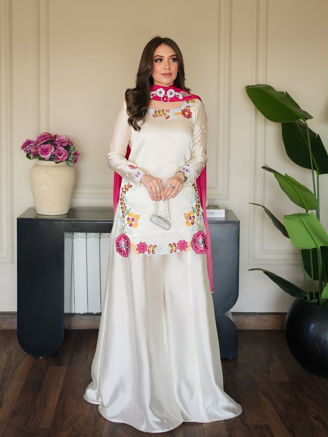 VLM 338 White Color Roman Silk Salwar Suit with Embroidery Work. Available at ₹2499 only. Delivery 4-6 Working Days. Shop now. | Jump Suits, Salwar suit, Casual Suits, Creative suits, Designer Suits, Palazzo Suits, Party Wear Suits, Patiala Suits, Straight Suits