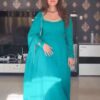 Shiny Blue Faux Georgette Hand Work Anarkali Suit