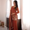 KB 311 Rust Crunchy Silk Salwar Suit with Embroidery Work & Sequins Work. Exclusive Offer ₹2049. Delivery 4-6 Working Days. Shop now. | Jump Suits, Salwar suit, Casual Suits, Creative suits, Designer Suits, Palazzo Suits, Party Wear Suits, Patiala Suits, Straight Suits