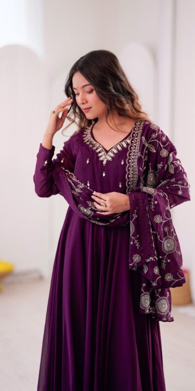 ZF 5025 Wine Faux Georgette Gown Perfect for Wedding, Party, Raksha Bandhan, Temple Visit, Onam – . Get it for ₹2149. Delivery 4-6 Working Days. Shop now | Gowns, Bollywood Gowns, Creative Gowns, Designer Gowns, Embroidered Gowns, Party Wear Gowns