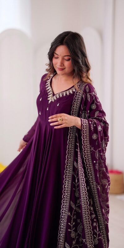ZF 5025 Wine Faux Georgette Gown Perfect for Wedding, Party, Raksha Bandhan, Temple Visit, Onam – . Get it for ₹2149. Delivery 4-6 Working Days. Shop now | Gowns, Bollywood Gowns, Creative Gowns, Designer Gowns, Embroidered Gowns, Party Wear Gowns