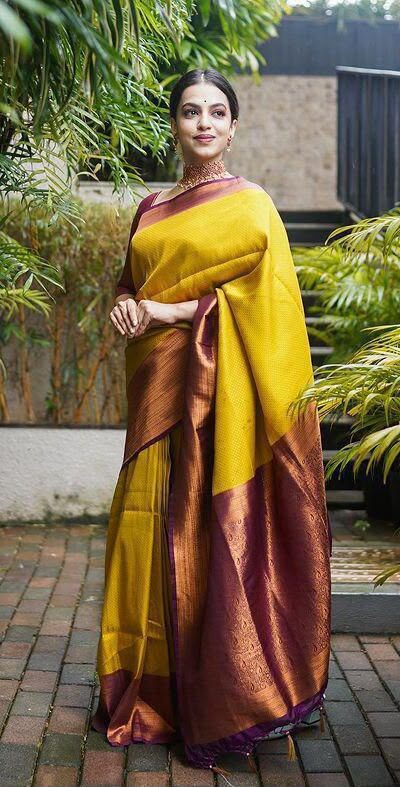 KP 4039 Yellow Soft Lichi Silk Cloth Saree Perfect for Wedding, Party, Family Gatherings, Sangeet, Festive Deal ₹1599. Delivery 4-6 Working Days | Sarees, Bollywood Sarees, Creative Sarees, Designer Sarees, Embroidered Sarees, Ethnic Saree, Modern Digital sarees, Party Wear Sarees