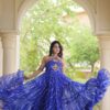 KA 1270 Blue in Colour Faux Georgette Bandhani Print Work Gown. Available at ₹2019 only. Delivery 4-6 Working Days. Shop now. | Gowns, Bollywood Gowns, Creative Gowns, Designer Gowns, Embroidered Gowns, Party Wear Gowns