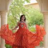 KA 1270 Orange in Colour Faux Georgette Bandhani Print Work Gown. Available at ₹2019 only. Delivery 4-6 Working Days. Shop now. | Gowns, Bollywood Gowns, Creative Gowns, Designer Gowns, Embroidered Gowns, Party Wear Gowns
