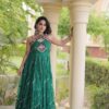 KA 1270 Teal in Colour Faux Georgette Bandhani Print Work Gown. Available at ₹2019 only. Delivery 4-6 Working Days. Shop now. | Gowns, Bollywood Gowns, Creative Gowns, Designer Gowns, Embroidered Gowns, Party Wear Gowns