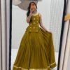 PC 581 Mustered Color Pure Cotton Lehenga Choli with Cowrie Work. Festive Deal ₹2999. Delivery 4-6 Working Days. Online Shop now. | Lehenga, Bollywood Lehenga, Creative Lehenga, Designer Lehenga, Embroidered Lehenga, Party Wear Lehenga