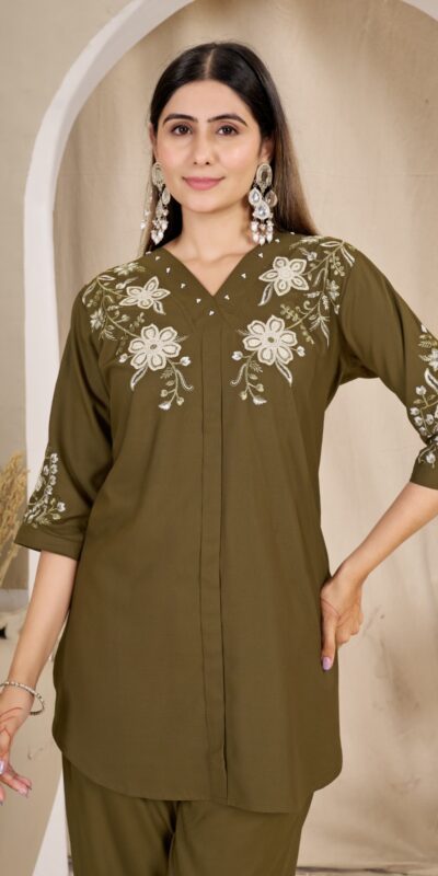 DIVA 169 Brown Colour Rayon Cotton Kurti with Embroidery Work. Introductory Price ₹1999. Delivery 4-6 Working Days. Shop now. | Kurti, Bollywood Kurti, Creative Kurtis, Designer Kurti, Party Wear Kurti, Selfie Kurti