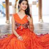 Ram 112 Orange in Colour Faux Georgette Bandhani Print Work Gown. Available at ₹1949 only. Delivery 4-6 Working Days. Shop now. | Gowns, Bollywood Gowns, Creative Gowns, Designer Gowns, Embroidered Gowns, Party Wear Gowns