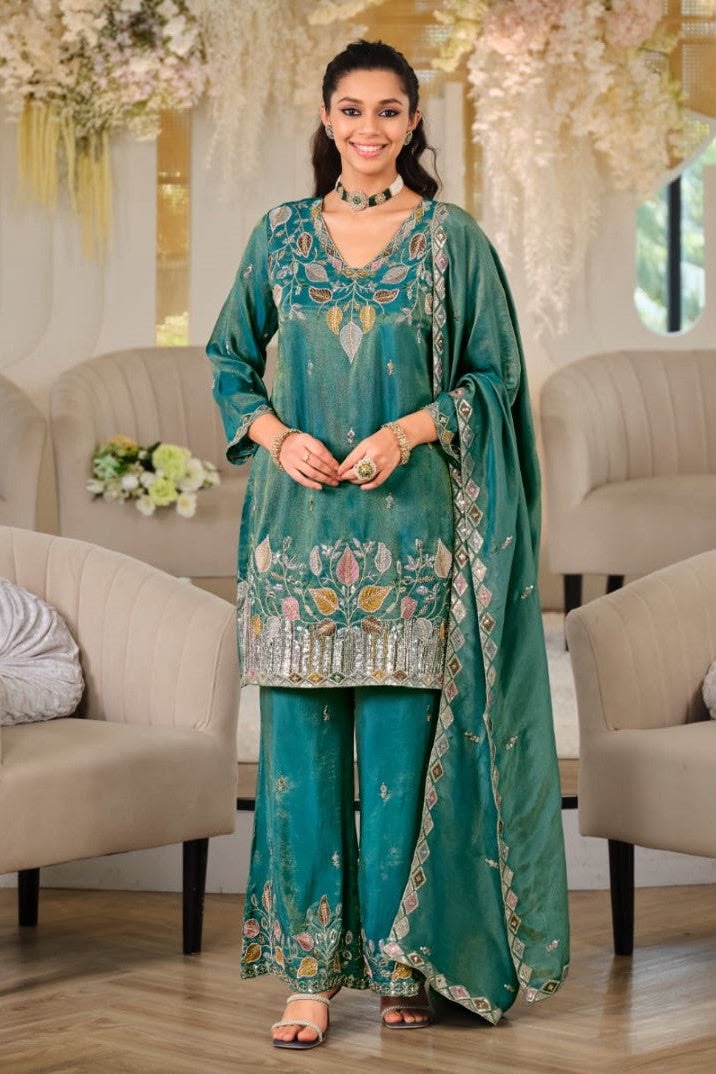 WW 1275 Firozi in Nc Moss Silk Sequins Work & Embroidery Work Salwar Suit . Festive Deal ₹2449. Delivery 4-6 Working Days. Shop now. | Jump Suits, Salwar suit, Casual Suits, Creative suits, Designer Suits, Palazzo Suits, Party Wear Suits, Patiala Suits, Straight Suits