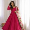 ZD 10024 Pink Roman Silk Chanderi Anarkali Suit with Thread Embroidery & Embroidery Work. Special Price ₹2399. Delivery 4-6 Working Days. Shop now. | Anarkali Suits, Bollywood Anarkali, Creative-Anarkali, Designer Anarkali, Embroidered Anarkali, Party Wear Anarkali