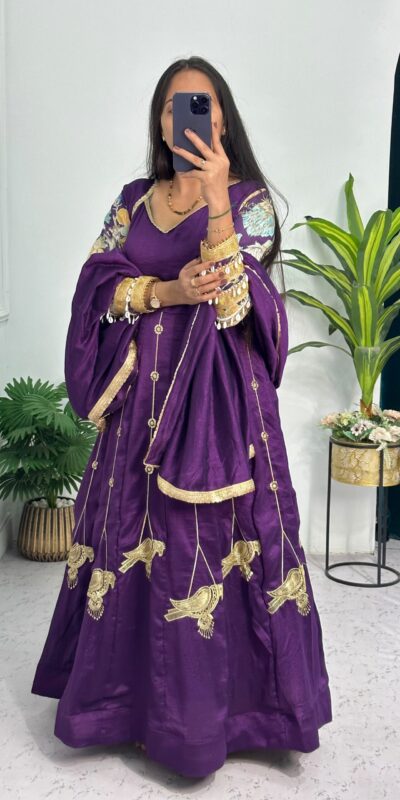 ST 1039 in Purple Blooming Vichitra Zari Work & Embroidery Work Gown . Festive Deal ₹2399. Delivery 4-6 Working Days. Shop now. | Gowns, Bollywood Gowns, Creative Gowns, Designer Gowns, Embroidered Gowns, Party Wear Gowns