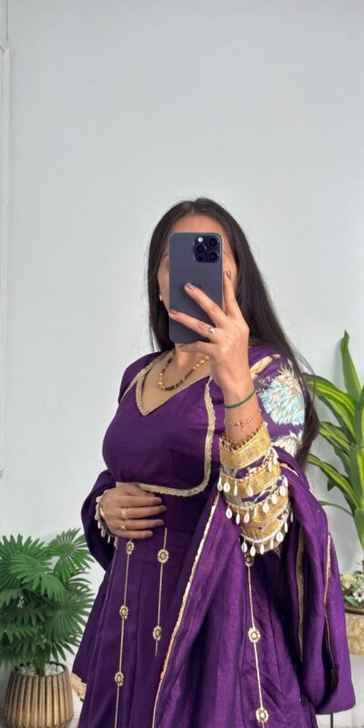 ST 1039 in Purple Blooming Vichitra Zari Work & Embroidery Work Gown . Festive Deal ₹2399. Delivery 4-6 Working Days. Shop now. | Gowns, Bollywood Gowns, Creative Gowns, Designer Gowns, Embroidered Gowns, Party Wear Gowns