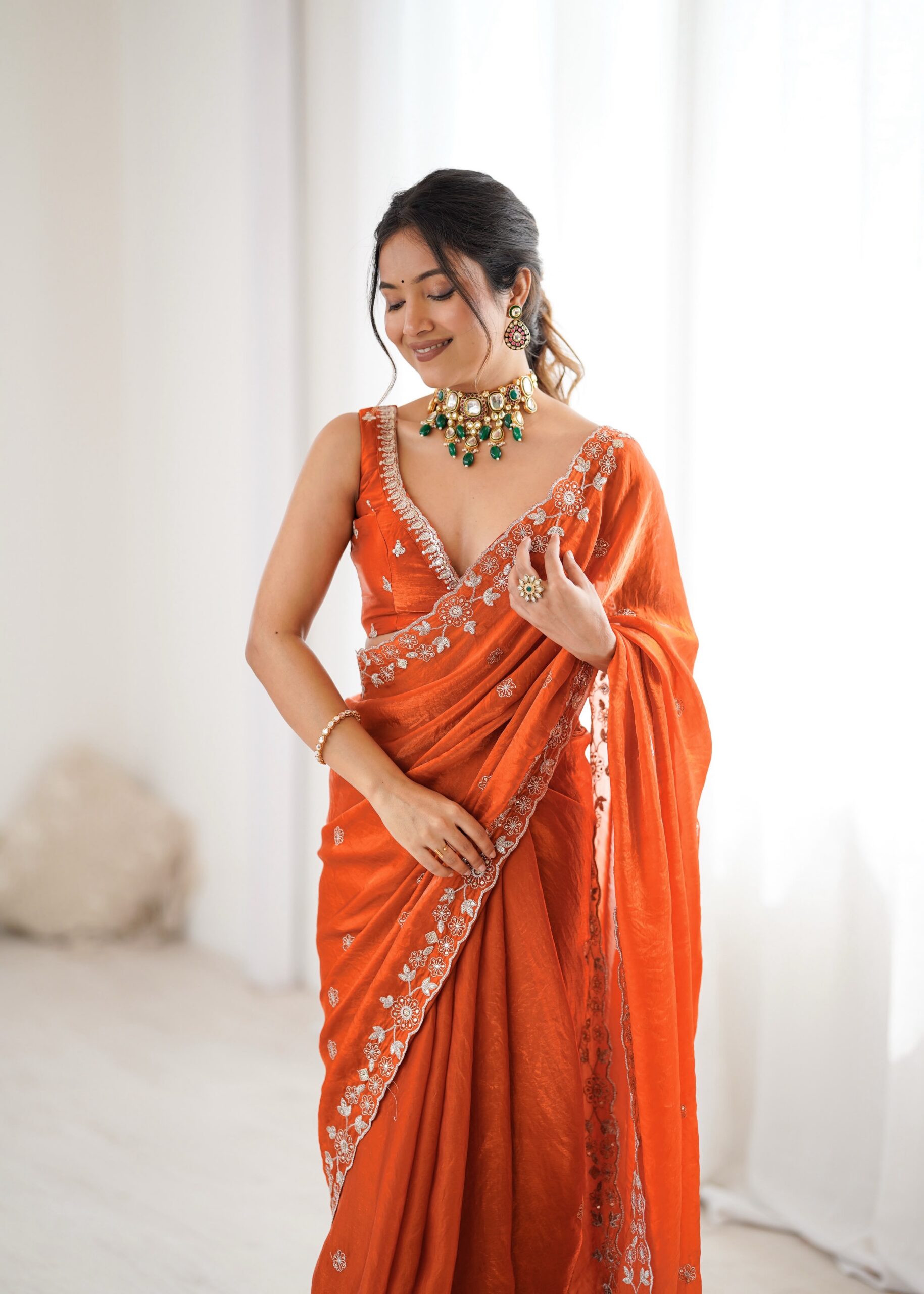 SP 61 Rust Color Fendy Silk Saree With Sequins Work. Wedding, Party, Festive, Events Get it for ₹2149. Delivery 4-6 Working Days. Online Best Shop now. | Sarees, Bollywood Sarees, Creative Sarees, Designer Sarees, Embroidered Sarees, Ethnic Saree, Modern Digital sarees, Party Wear Sarees