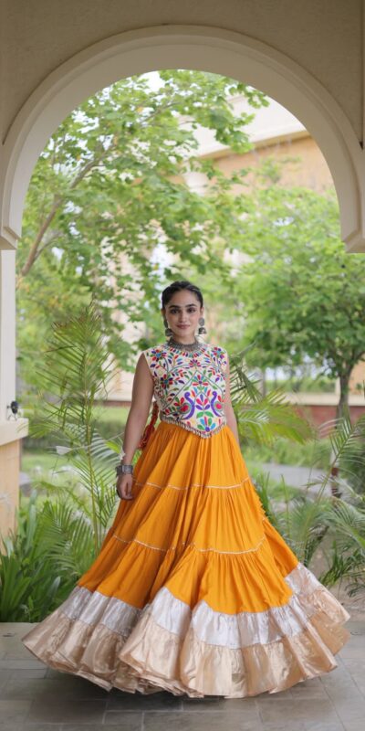 KA 5071 Orange Rayon Embroidery Work & Cowrie Work Lehenga Choli . Grab it for ₹2849. Delivery 4-6 Working Days. Shop now. | Lehenga, Bollywood Lehenga, Creative Lehenga, Designer Lehenga, Embroidered Lehenga, Party Wear Lehenga