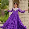 Ram 130 Purple in Colour Faux Georgette Bandhani Print Work Gown. Available at ₹1749 only. Delivery 4-6 Working Days. Shop now. | Gowns, Bollywood Gowns, Creative Gowns, Designer Gowns, Embroidered Gowns, Party Wear Gowns