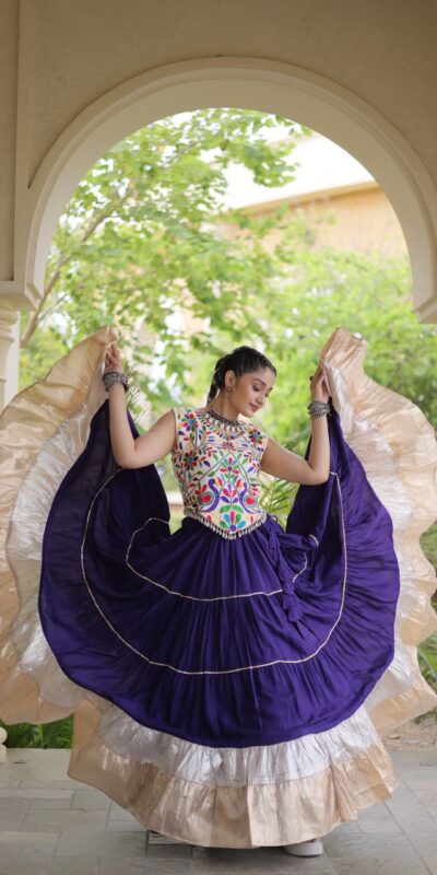 KA 5071 Purple Rayon Embroidery Work & Cowrie Work Lehenga Choli . Grab it for ₹2849. Delivery 4-6 Working Days. Shop now. | Lehenga, Bollywood Lehenga, Creative Lehenga, Designer Lehenga, Embroidered Lehenga, Party Wear Lehenga