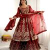 Aglow Maroon Crunchy Silk Embroidery Work Salwar Suit