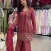 Aglow Rust Crunchy Embroidery Work Salwar Suit