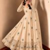 Fancy Off White Fendy Silk Sequins Work Gown