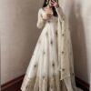 Fancy White Fendy Silk Sequins Work Gown