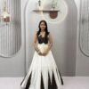Fancy White Pure Cotton Ajarak Hand Work Lehenga Choli