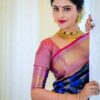 Fantastic Royal Blue Soft Lichi Silk Lace Work Saree