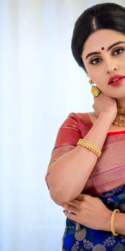 Fantastic Royal Blue Soft Lichi Silk Lace Work Saree