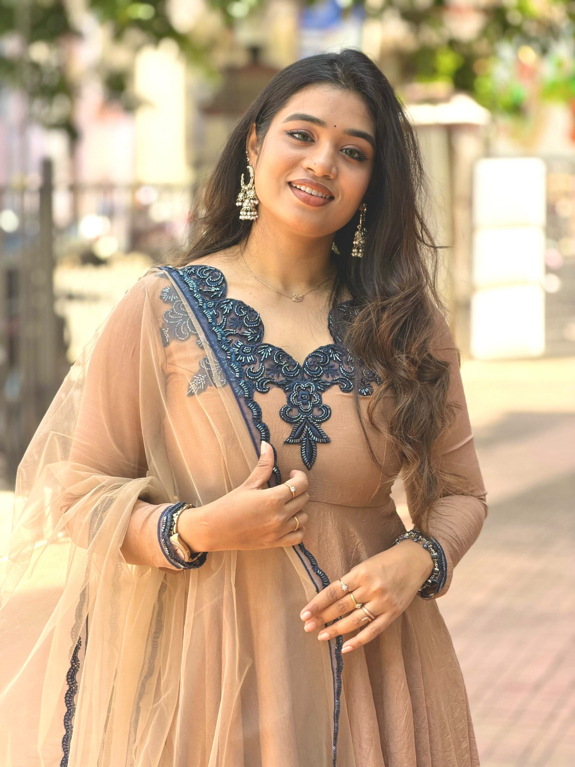Glowing Chiku Doremon Crush Thread Work Gown