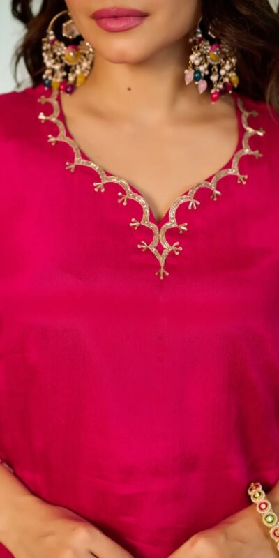 Glowing Pink Chinon Silk Sequence Work Salwar Suit